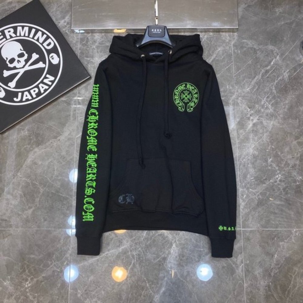 Chrome Hearts21ss charity limited fluorescent green leather cross horseshoe ho